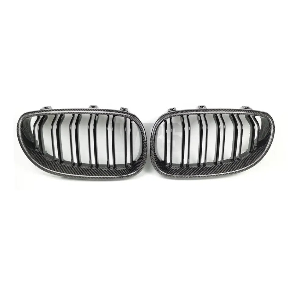 BMW E60 5 SERIES / M5 GENUINE CF FRONT GRILLS DOUBLE SLATS STYLE