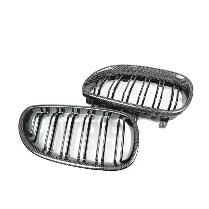 BMW E60 5 SERIES / M5 GENUINE CF FRONT GRILLS DOUBLE SLATS STYLE
