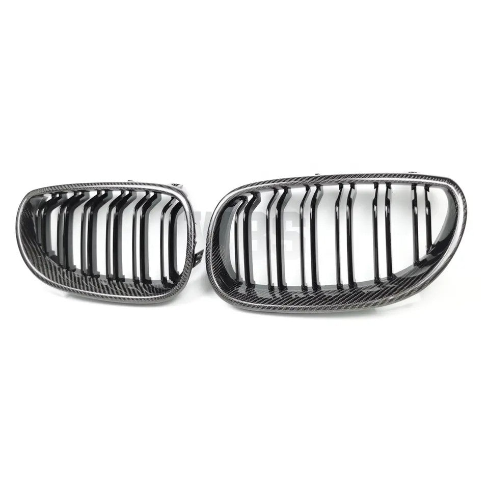 BMW E60 5 SERIES / M5 GENUINE CF FRONT GRILLS DOUBLE SLATS STYLE