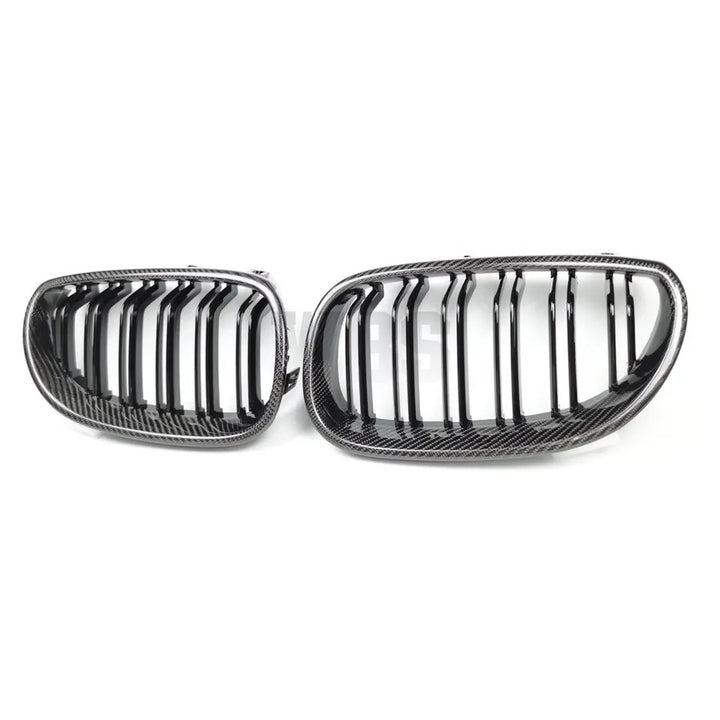 BMW E60 5 SERIES / M5 GENUINE CF FRONT GRILLS DOUBLE SLATS STYLE