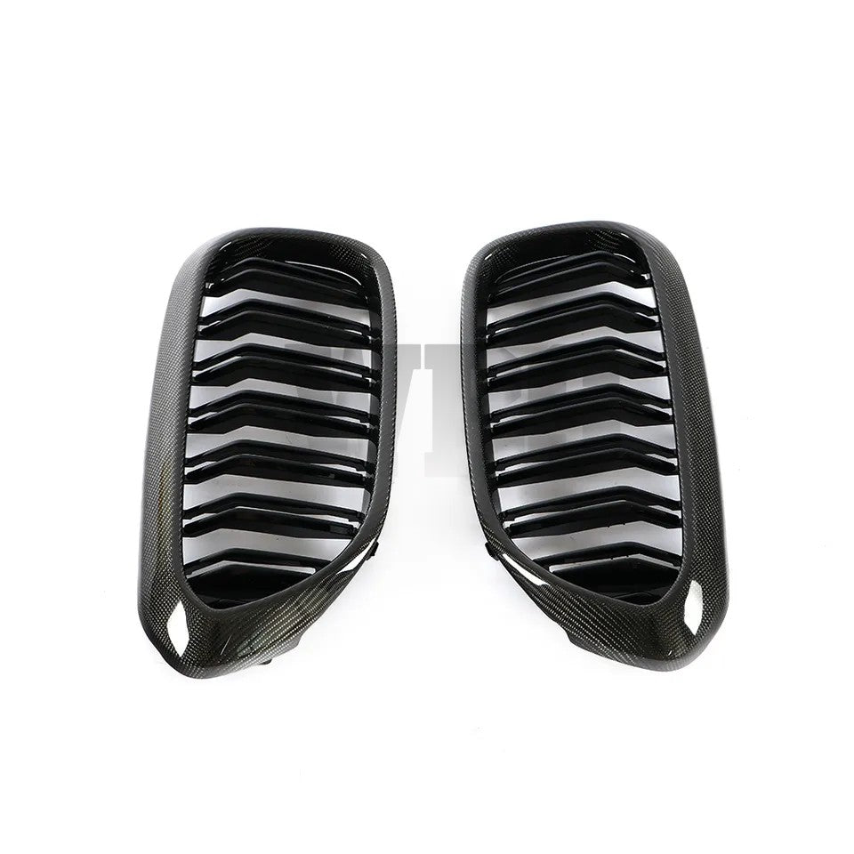 BMW 5 SERIES G30 DUAL SLAT STYLE FRONT GRILLS GENUINE CARBON FIBER