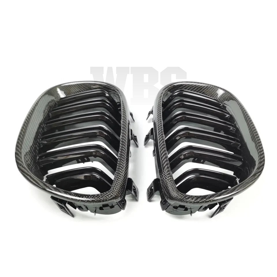 BMW E60 5 SERIES / M5 GENUINE CF FRONT GRILLS DOUBLE SLATS STYLE