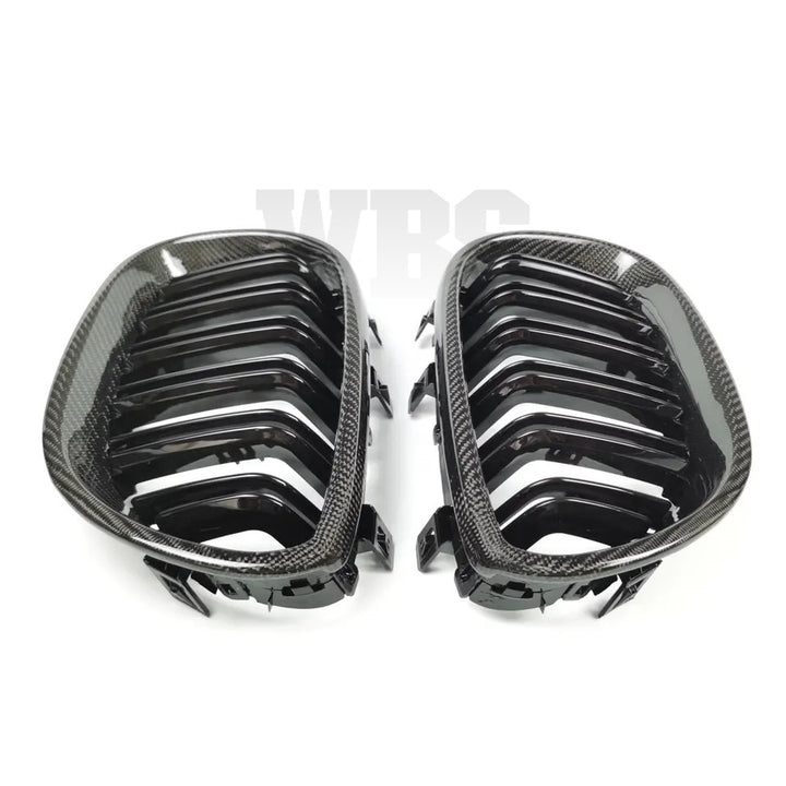 BMW E60 5 SERIES / M5 GENUINE CF FRONT GRILLS DOUBLE SLATS STYLE