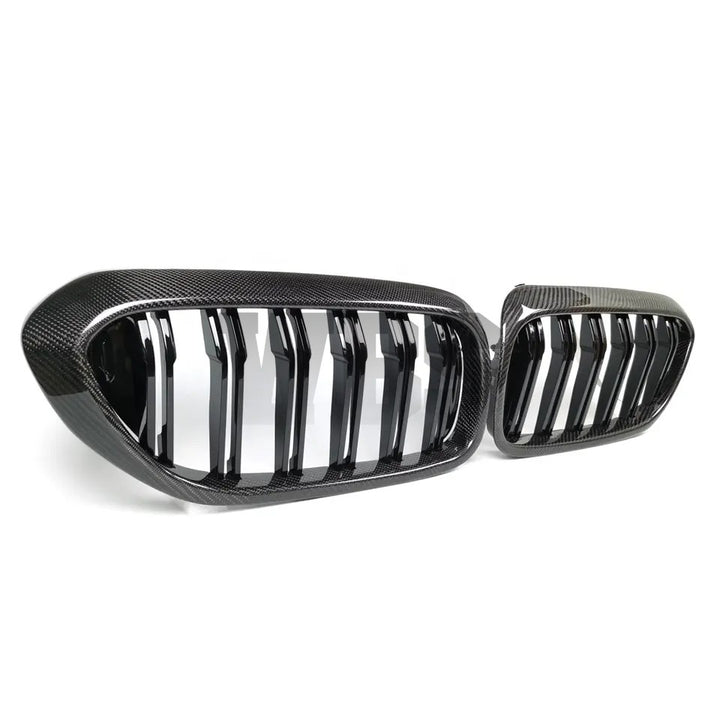 BMW 5 SERIES G30 DUAL SLAT STYLE FRONT GRILLS GENUINE CARBON FIBER