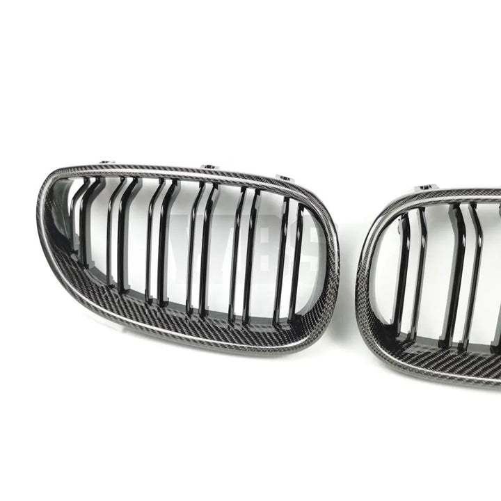 BMW E60 5 SERIES / M5 GENUINE CF FRONT GRILLS DOUBLE SLATS STYLE