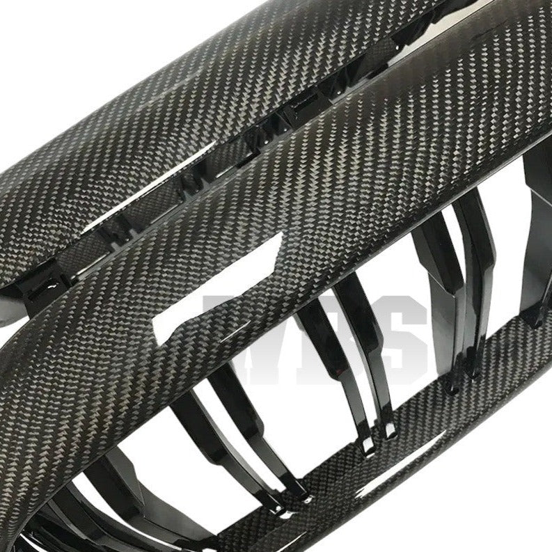 BMW 5 SERIES G30 DUAL SLAT STYLE FRONT GRILLS GENUINE CARBON FIBER
