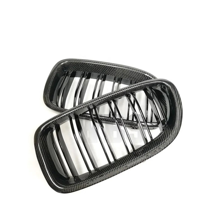 BMW F10 FRONT GRILLS DUAL SLATS STYLE GENUINE CARBON FIBER
