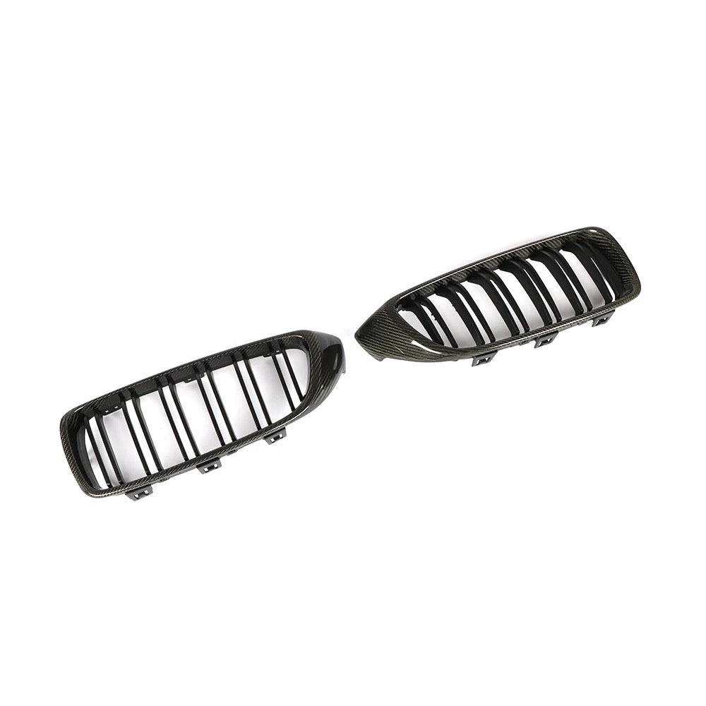 BMW F30 | F31 FRONT GRILLS DOUBLE SLAT STYLE GENUINE CARBON FIBER