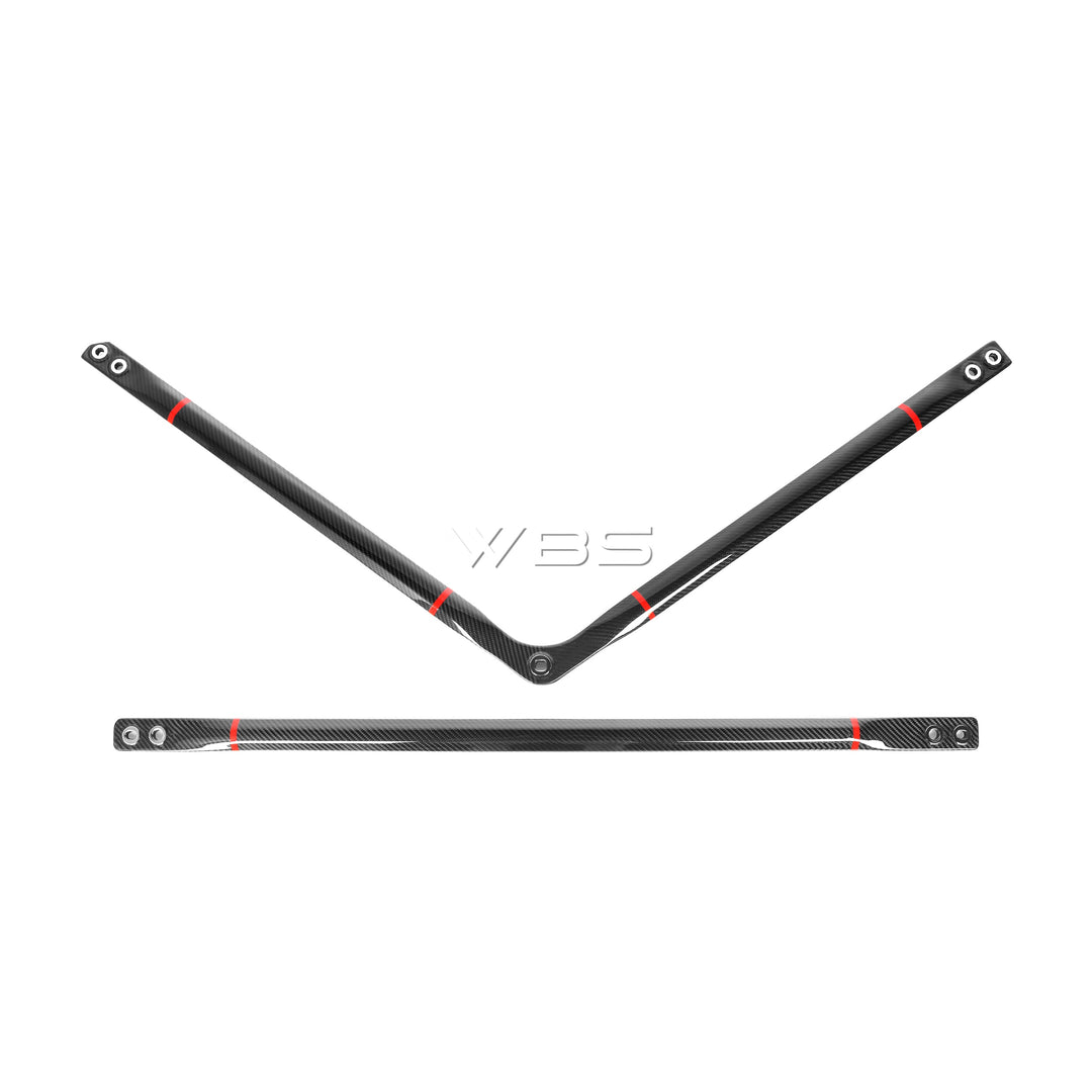BMW G8X M3 - M4 ENGINE STRUT BRACE BAR DRY CARBON FIBER WITH RED STRIPE ACCENT