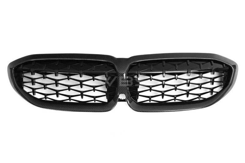 BMW G20 FRONT GRILLS GENUINE CARBON FIBER DUAL SLATS/ DIAMOND STYLE