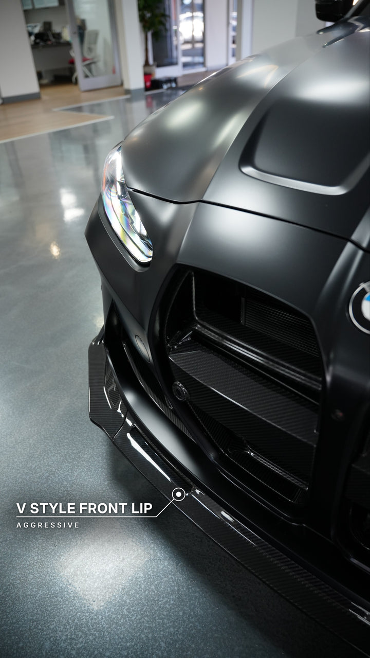 BMW G8X M3 M4 V-STYLE FRONT LIP GENUINE CARBON FIBER