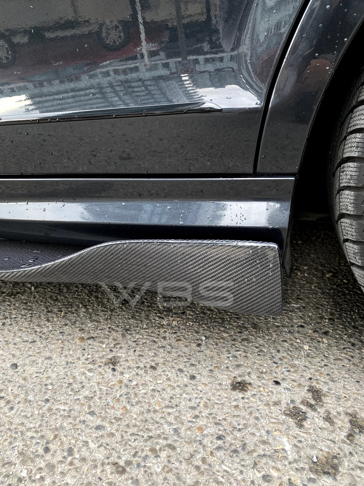 MERCEDES W204 C CLASS/ C63 SEDAN SIDE SKIRT EXTENSIONS GENUINE CARBON FIBER