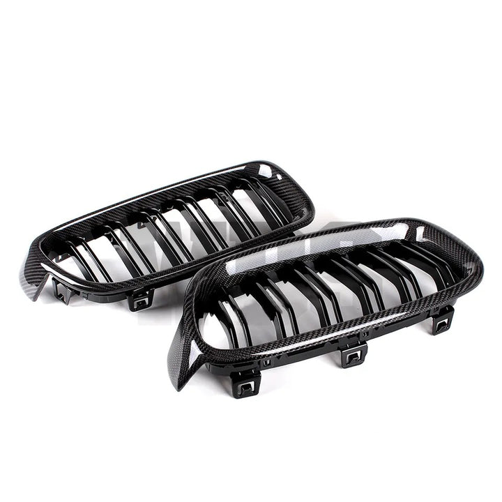 BMW F3X 4 SERIES FRONT GRILLS GENUINE CARBON FIBER DUAL SLATS STYLE