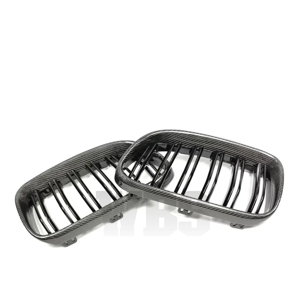 BMW E92 E93 FRONT GRILLS GENUINE CF DUAL SLATS STYLE