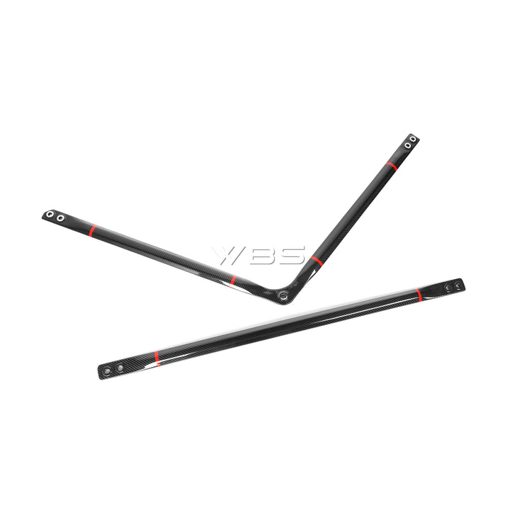 BMW G8X M3 - M4 ENGINE STRUT BRACE BAR DRY CARBON FIBER WITH RED STRIPE ACCENT