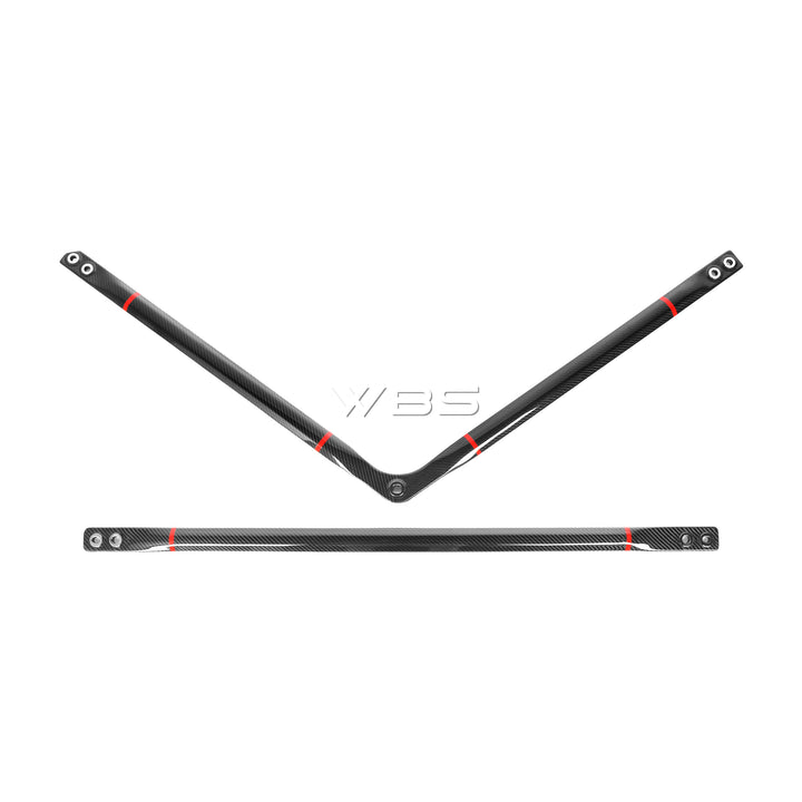 BMW G8X M3 - M4 ENGINE STRUT BRACE BAR DRY CARBON FIBER WITH RED STRIPE ACCENT