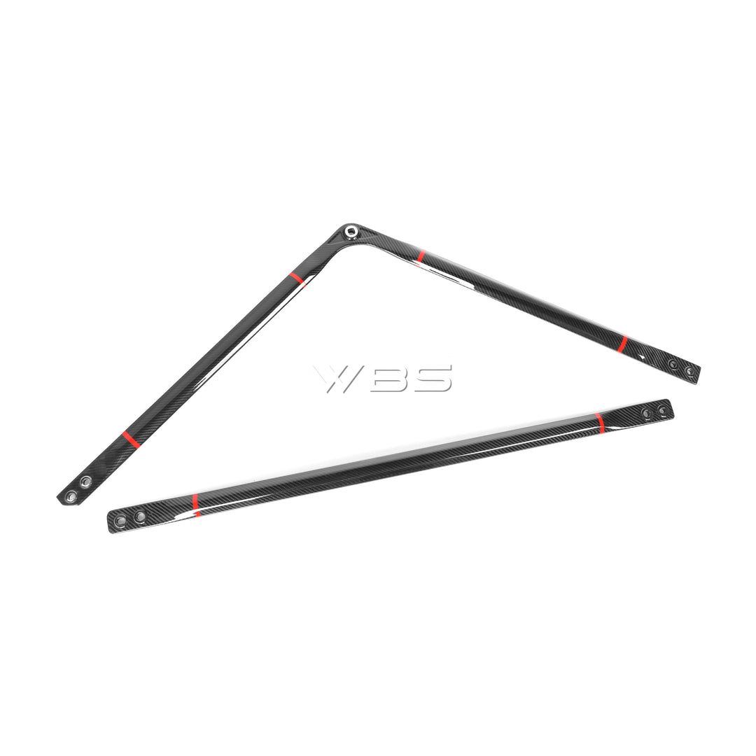BMW G8X M3 - M4 ENGINE STRUT BRACE BAR DRY CARBON FIBER WITH RED STRIPE ACCENT