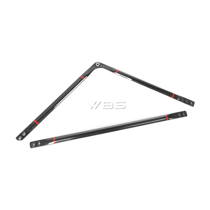 BMW G8X M3 - M4 ENGINE STRUT BRACE BAR DRY CARBON FIBER WITH RED STRIPE ACCENT