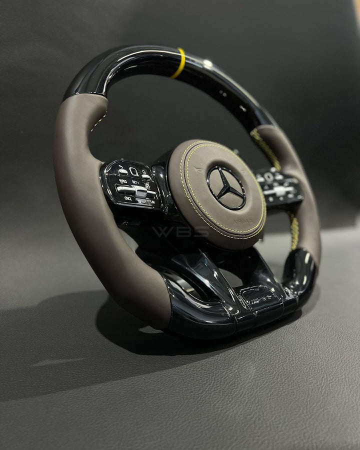 MERCEDES W204/ W205/ W213 (AMG) BLACKED OUT CUSTOM STEERING WHEEL