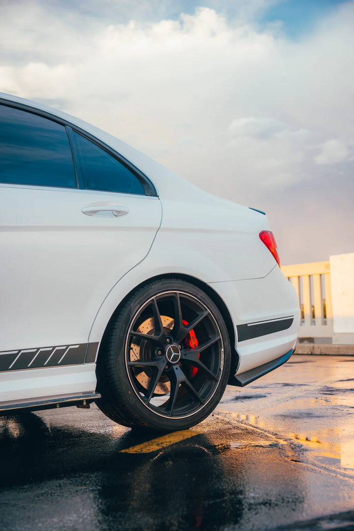 MERCEDES W204 C63 AMG SIDE SKIRT EXTENSIONS GENUINE CARBON FIBER