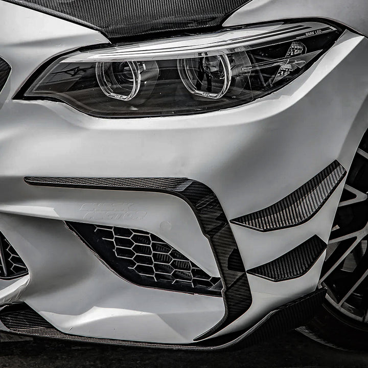 BMW M2 F87 FRONT BUMPER CANARDS SET GENUINE CARBON FIBER