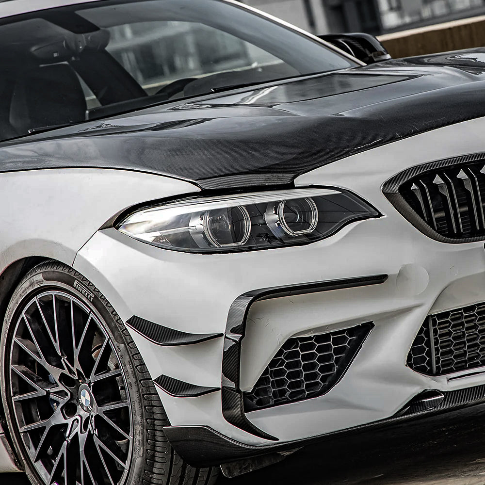 BMW M2 F87 FRONT BUMPER CANARDS SET GENUINE CARBON FIBER